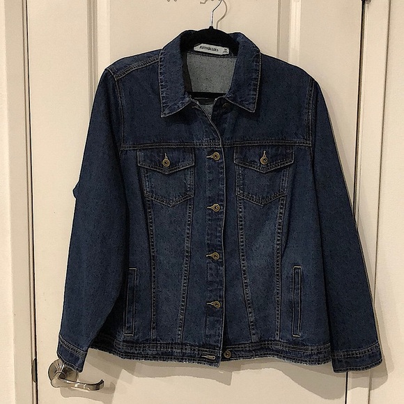 4-Pocket Dark Denim Long Sleeve Jacket - Picture 1 of 7
